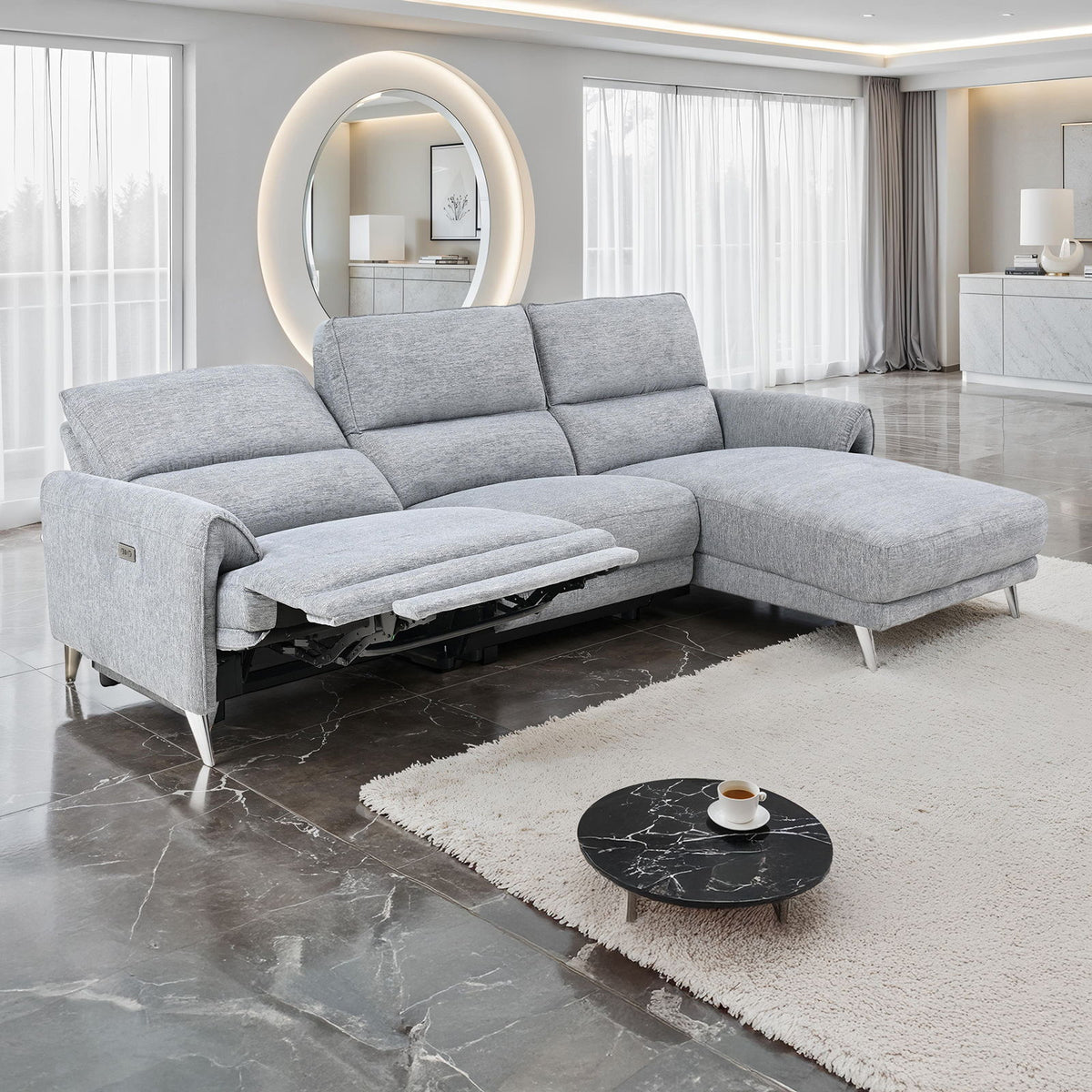 Brande - Power Sectional, Right Chaise, Gray