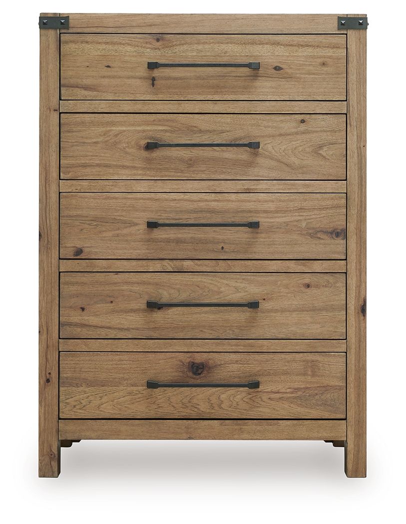 Ridgester - Five Drawer Chest - Light Brown - R&R Furniture Gallery (Fountain Valley, CA)
