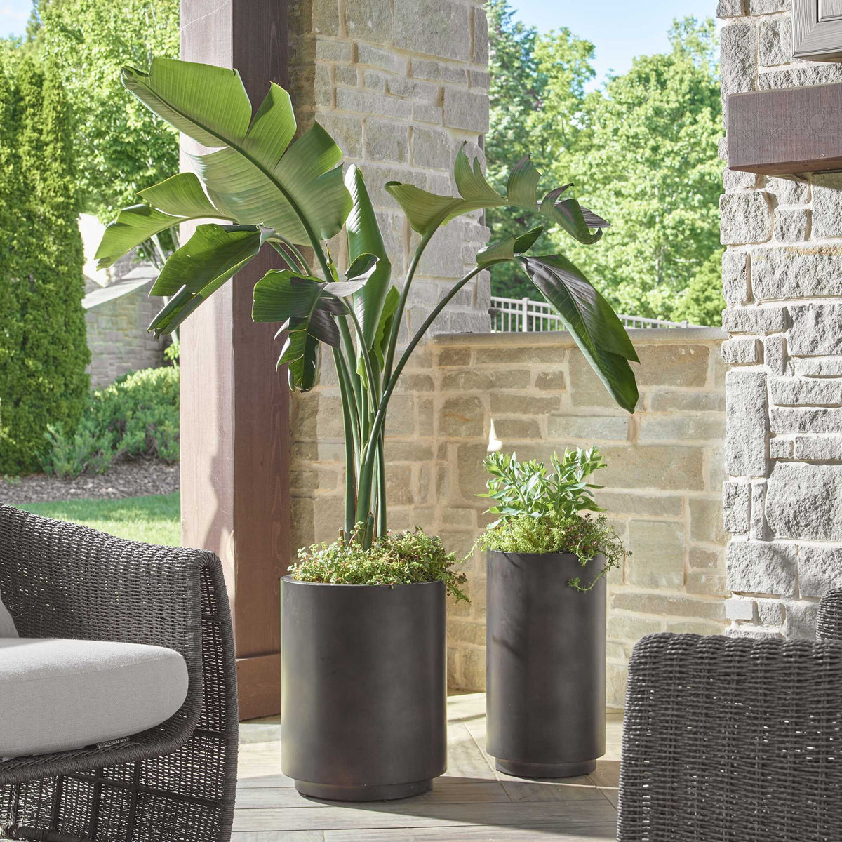 Volcan - Outdoor Planters (Set of 2) - Matte Bronze