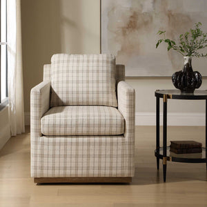 Basie - Casual Linen Swivel Chair - White