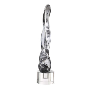 Luminous Twist - Glass Sculpture - Black / White