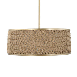 Pinchot - 4 Light Rattan Drum Pendant - Brown