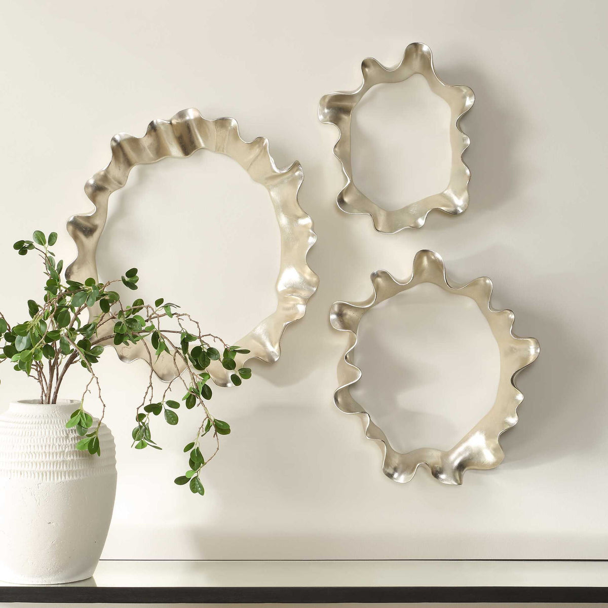 Ripple Effect - Wall Art (Set of 3) - Silver