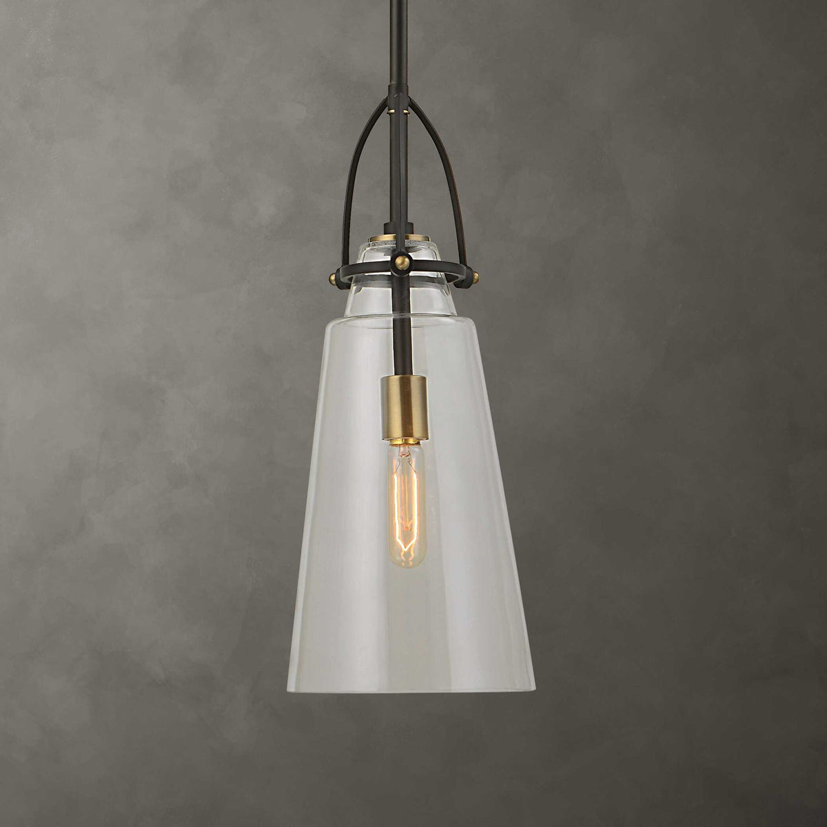Uttermost Saugus industrial white 1-light pendant lighting hanging fixture with a sleek, modern design.
