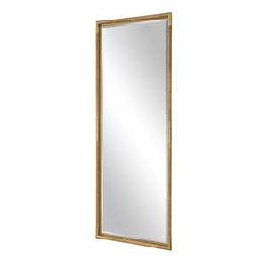 Kampar - Full Length Rattan Tall Mirror - Gold / Woodtone