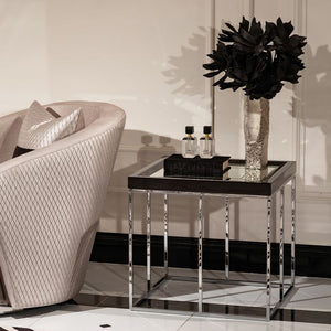Carmela - End Table - Glossy Charcoal Sand - R&R Furniture Gallery (Fountain Valley, CA)
