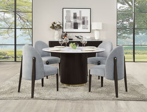 Clayten - Around Dining Table - Marble / Espresso