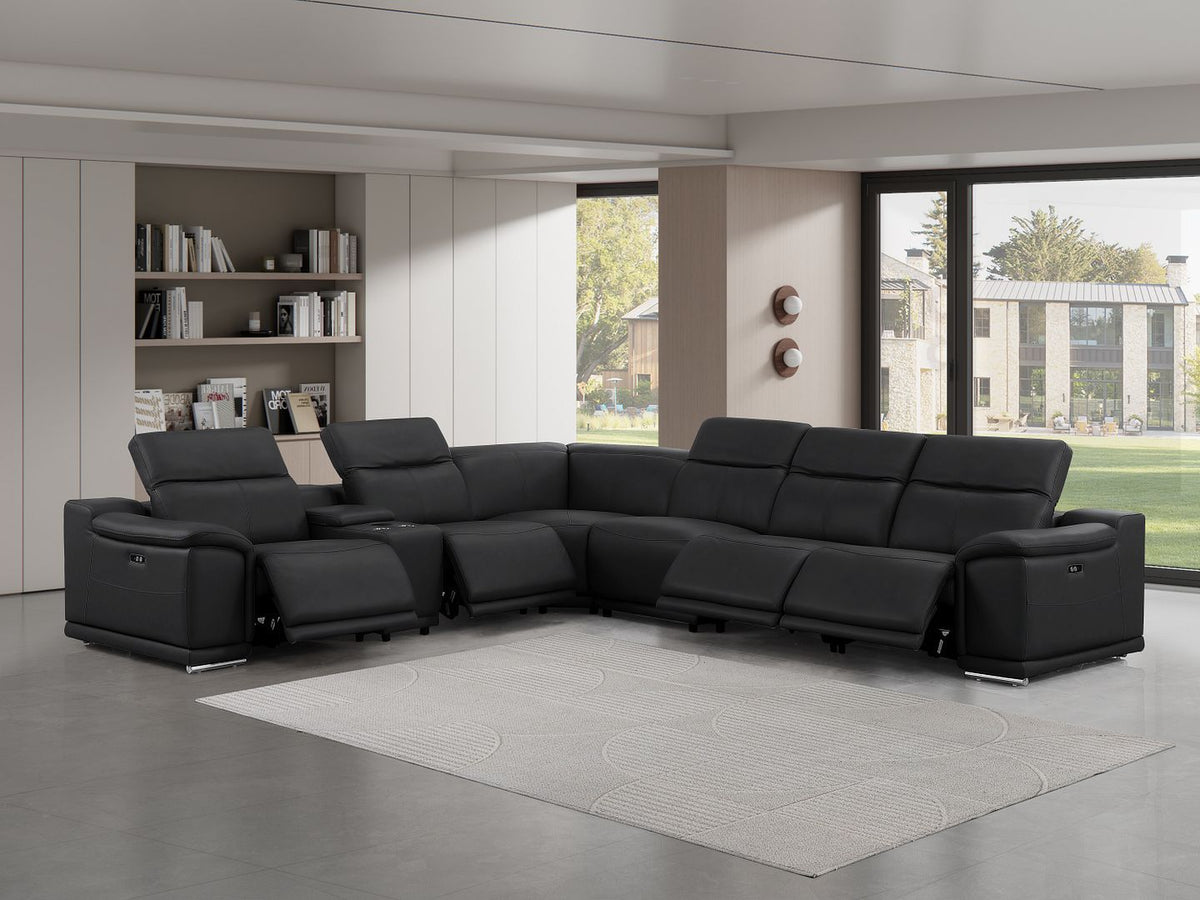 2679 - 7-Piece L-Shaped Power Reclining Sectional In Genuine Leather (4 Recliners)