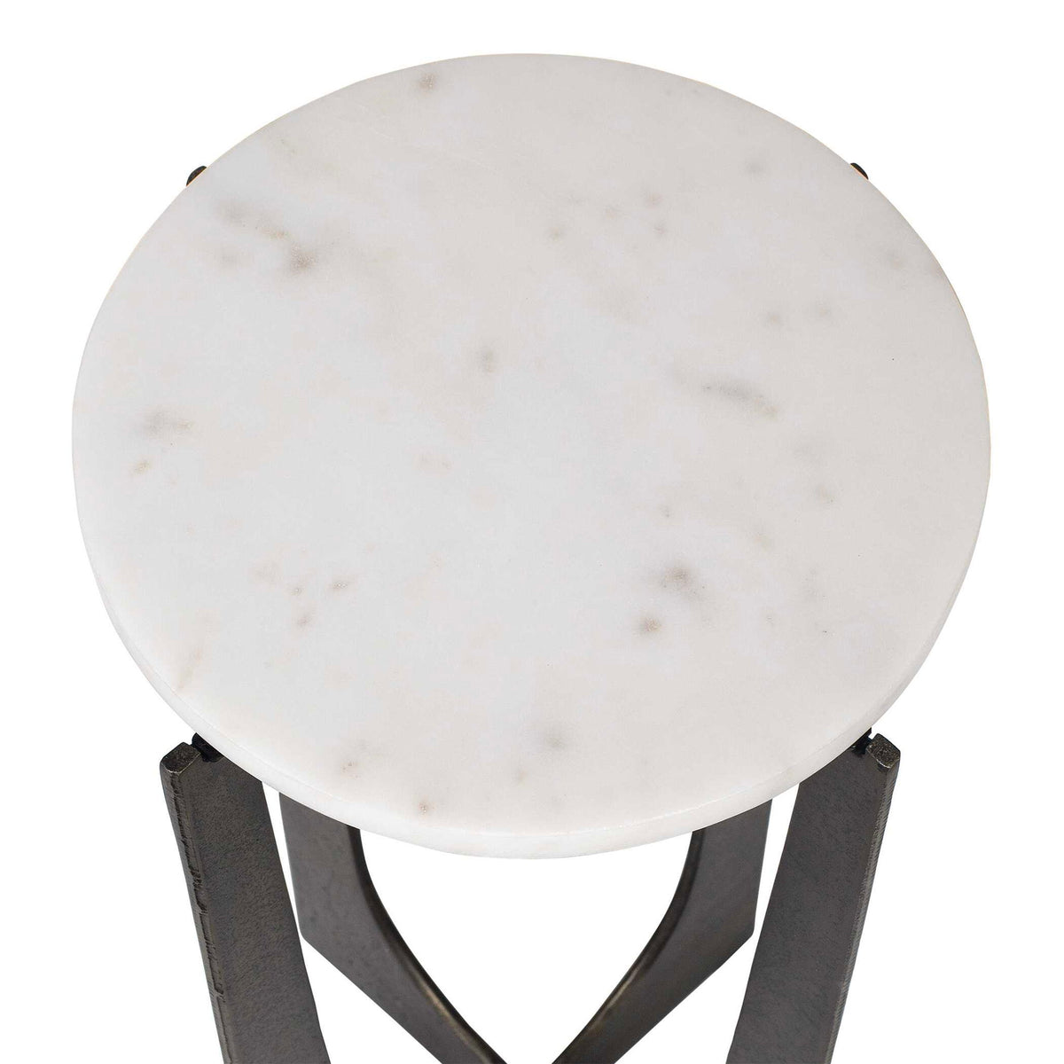 Accent Table - Brass Bronze / White