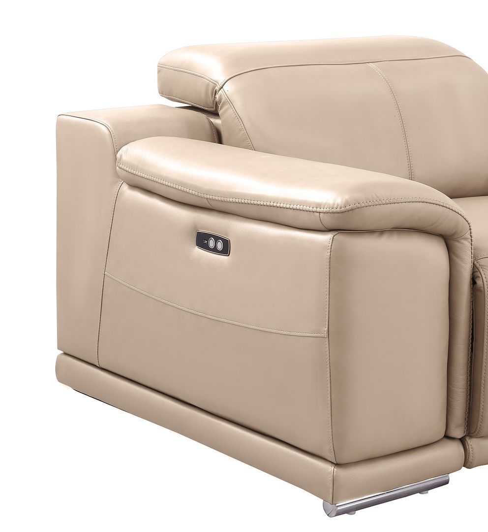 2679 - Power Reclining Sofa, Console Loveseat & Chair Set In Genuine Leather (6 Recliners)