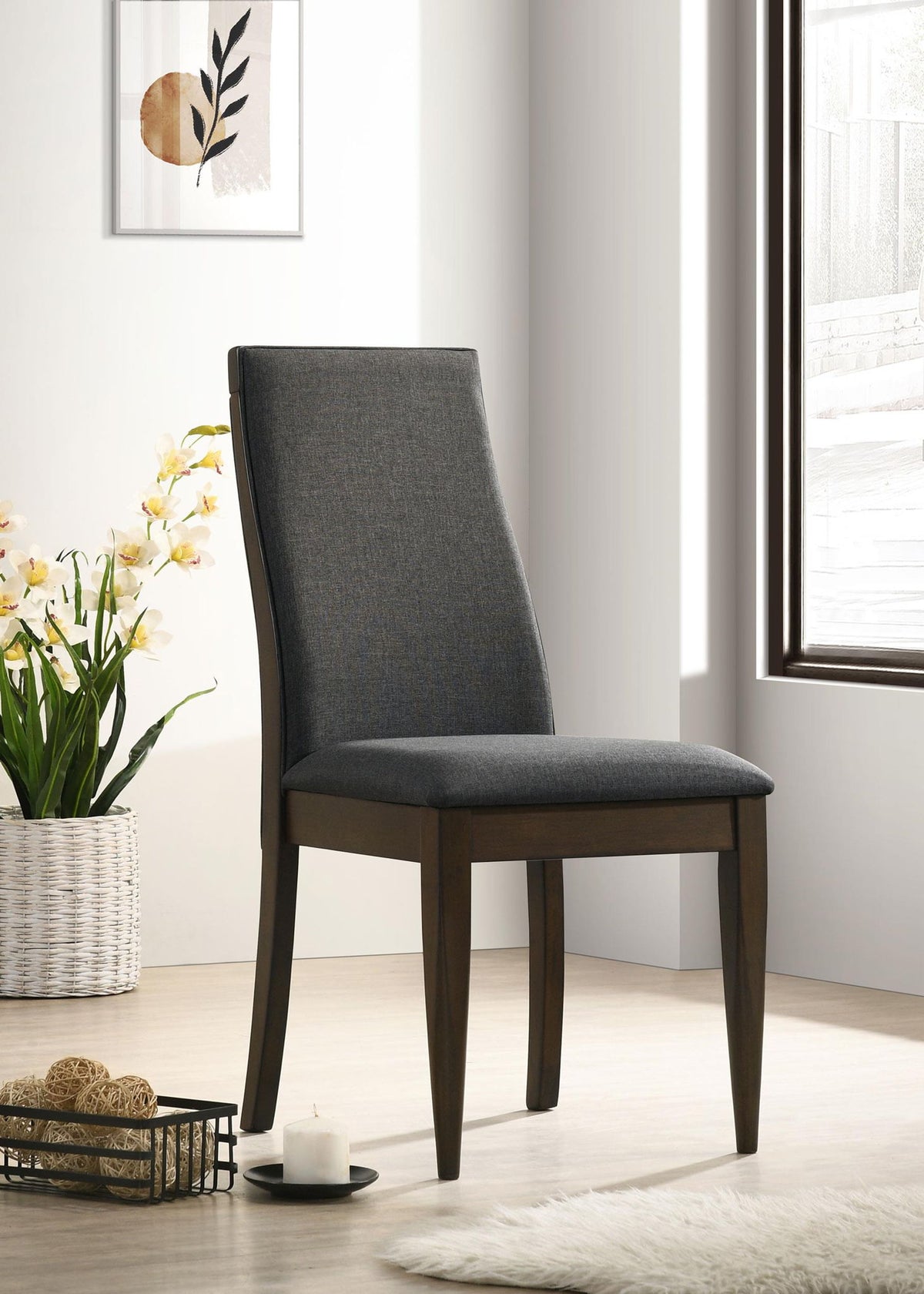 Wes Upholstered Dining Side Chair Dark Walnut (Set of 2)