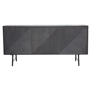Neo 3-Door Solid Mango Wood Sideboard in Smoke Grey Finish w/ Gun Metal Finished Base by Diamond Sofa