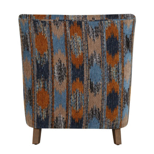 Lainey - Upholstered Ikat Armchair - Blue / Brown / Orange