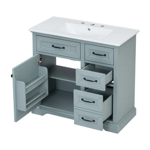 36" Bathroom Vanity With Sink, 2 Tip Out Drawers, Soft Close Hinges