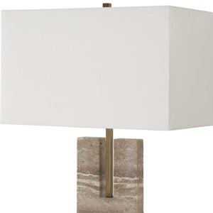 Turning - Point Travertine Table Lamp