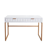 Spectrum 2-Drawer Solid Mango Wood Desk in White Finish w/ Gold Finished Iron Legs by Diamond Sofa