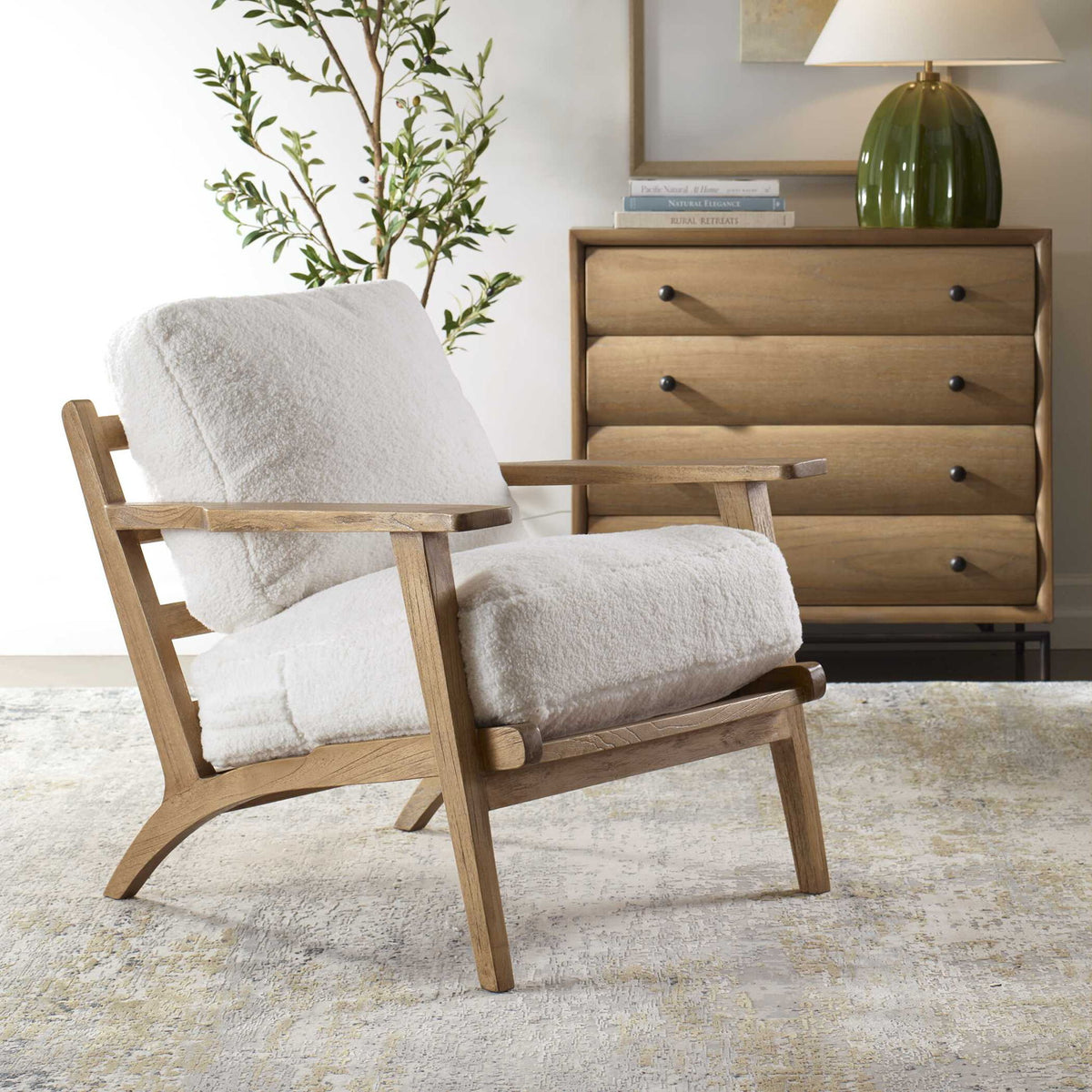 Laid - Back Sheepskin Accent Chair - White