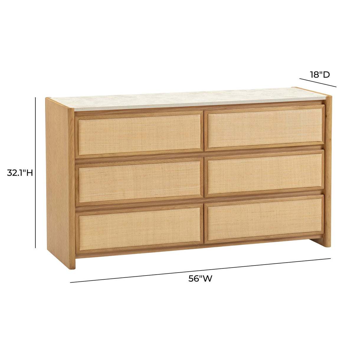 Paige - 6-Drawer Dresser - Natural Oak - R&R Furniture Gallery (Fountain Valley, CA)