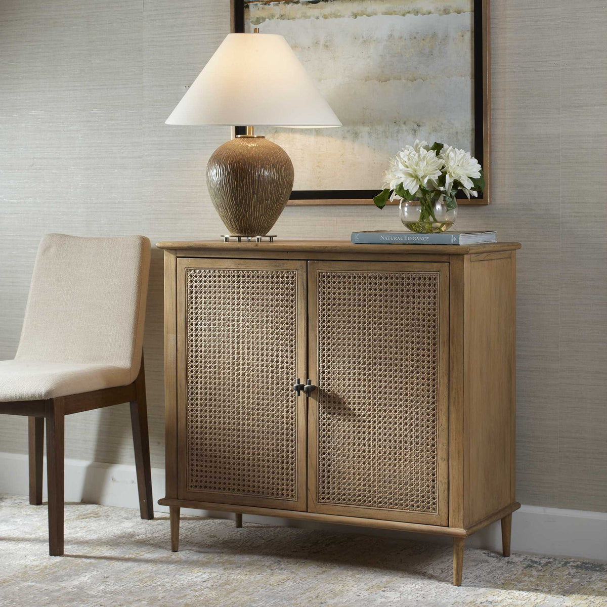 Coast - 2 Door Rattan Cabinet - Woodtone