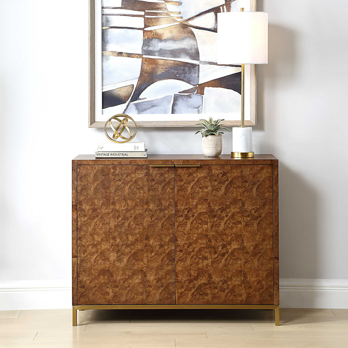 Jethro - Burl 2 Door Cabinet - Woodtone