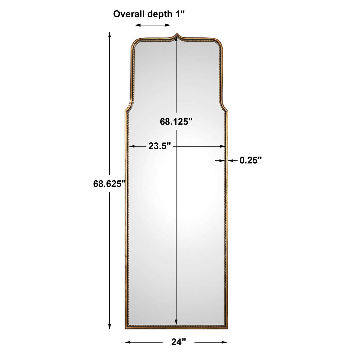 Uttermost Adelasia wall mirror with antiqued gold finish, ornate frame, and reflective glass, ideal for elegant wall decor.