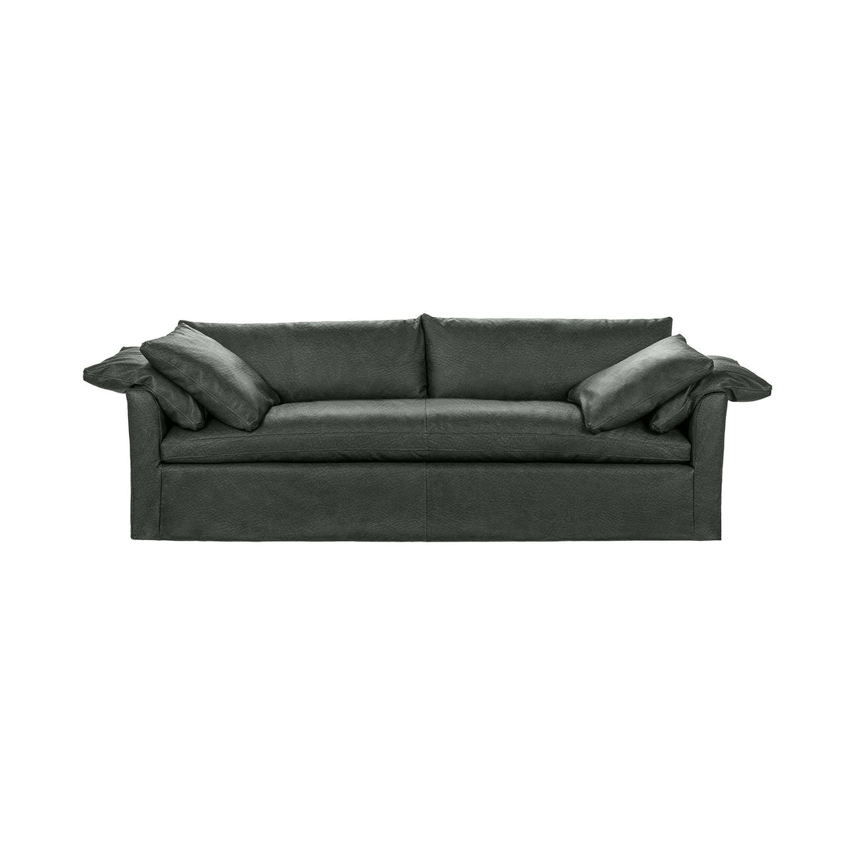 Classic Home Cassiano slip cover sofa with plush cushions and neutral fabric, showcasing a modern stationary sofa design.