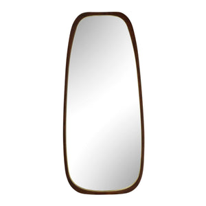 Zachari - Asymmetrical Tall Mirror - Gold / Woodtone