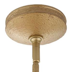 Uttermost Algiers 8-light drum pendant chandelier with gold and white metal shades hanging in modern interior lighting.