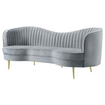 Reigha - Upholstered Sofa Lounge Furniture With Channel Tufted Backrest - Gray