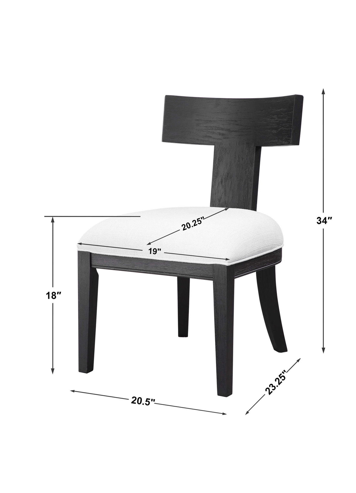 Uttermost Idris armless side chair with upholstered seat and wooden legs, modern design for living or dining room decor.