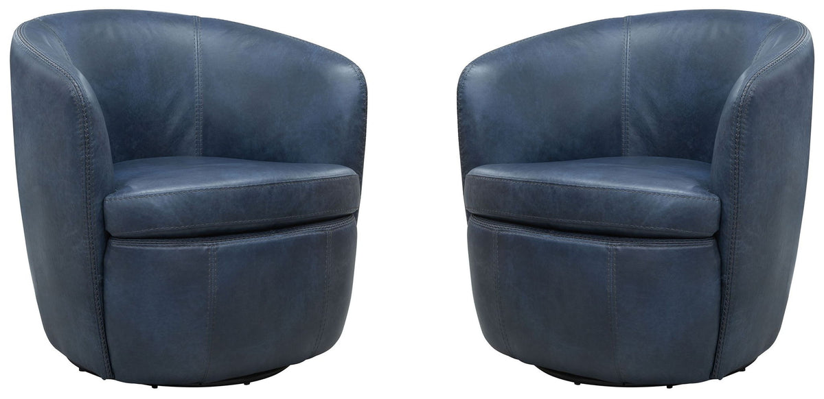 Barolo - 100% Italian Leather Swivel Club Chair (Set of 2) - R&R Furniture Gallery (Fountain Valley, CA)