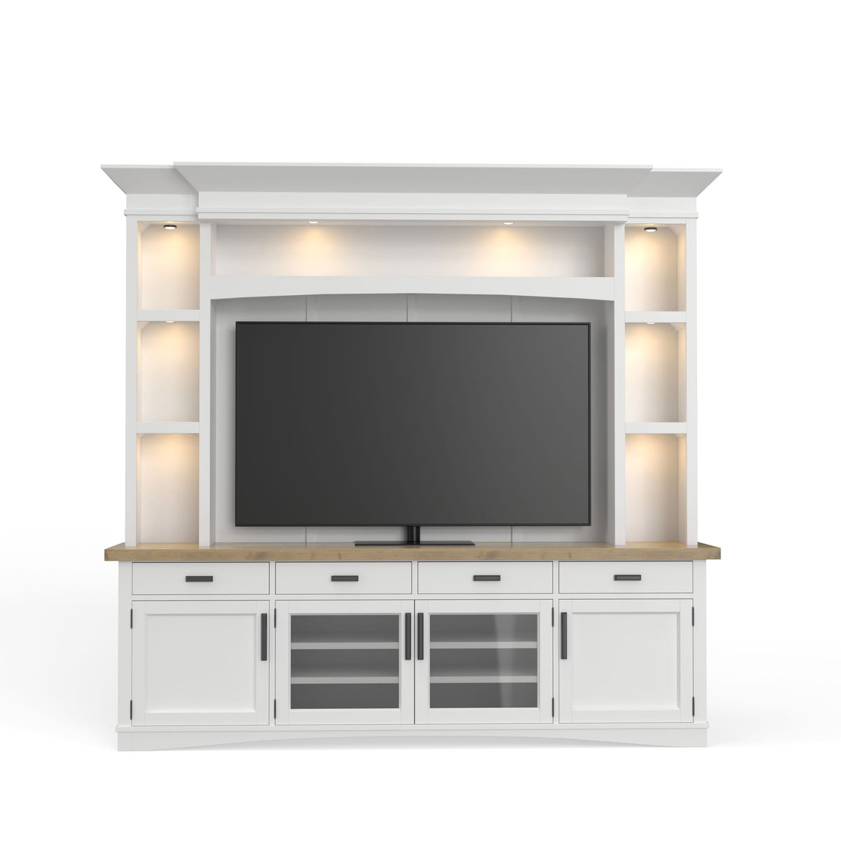 Americana Modern - TV Console with Hutch, Backpanel and LED Lights