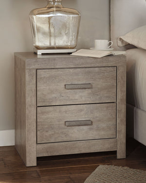Culverbach - Two Drawer Night Stand - Gray - R&R Furniture Gallery (Fountain Valley, CA)