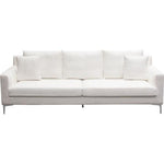 Seattle Loose Back Sofa in White Linen w/ Polished Silver Metal Leg
