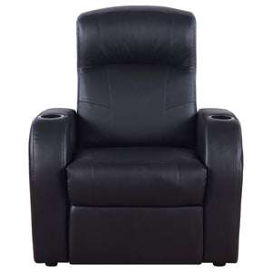 9 Piece Home Theater Seating Set With Recliners And Wedge Consoles - Black