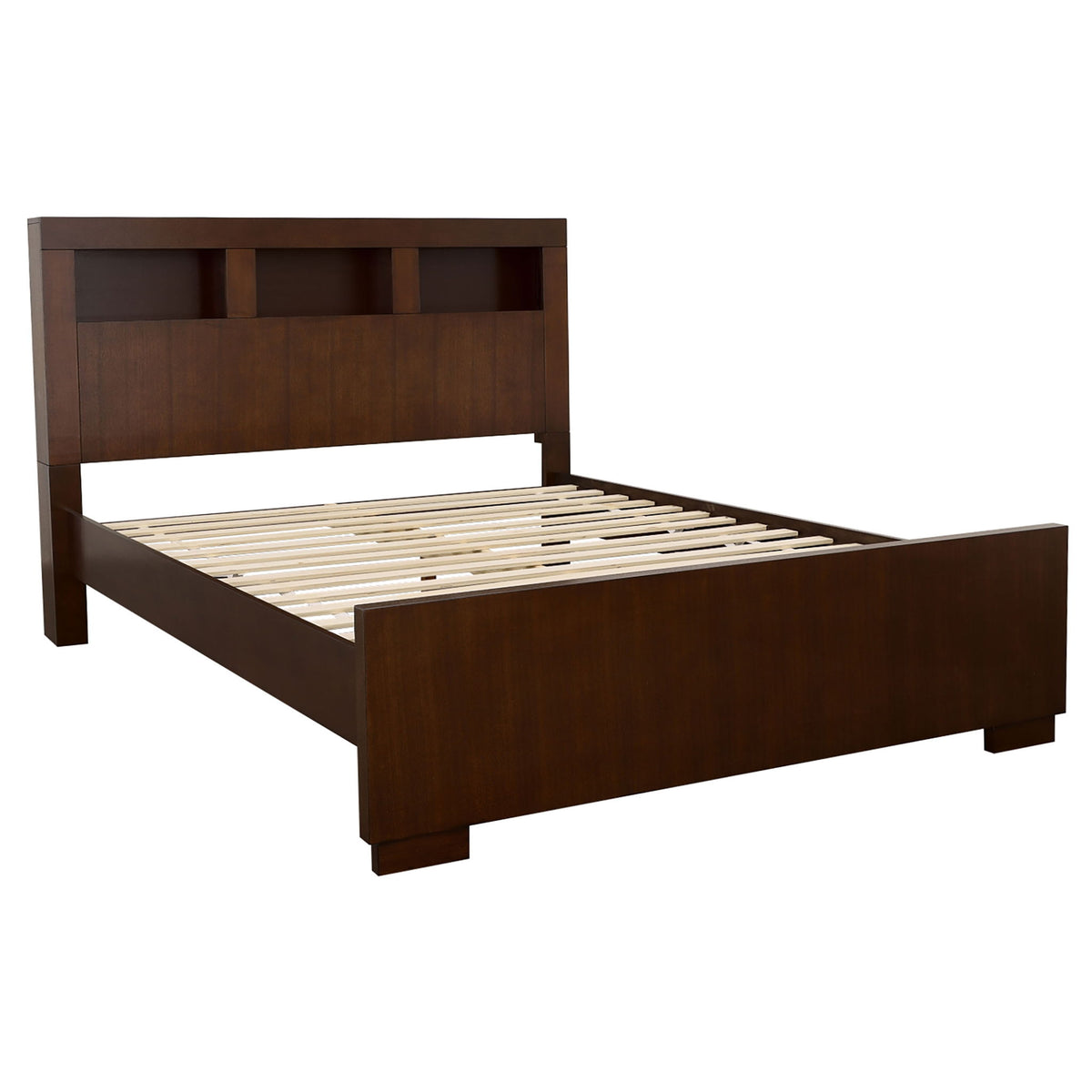 Ardino - California King Bed With Bookcase Headboard - Cappuccino