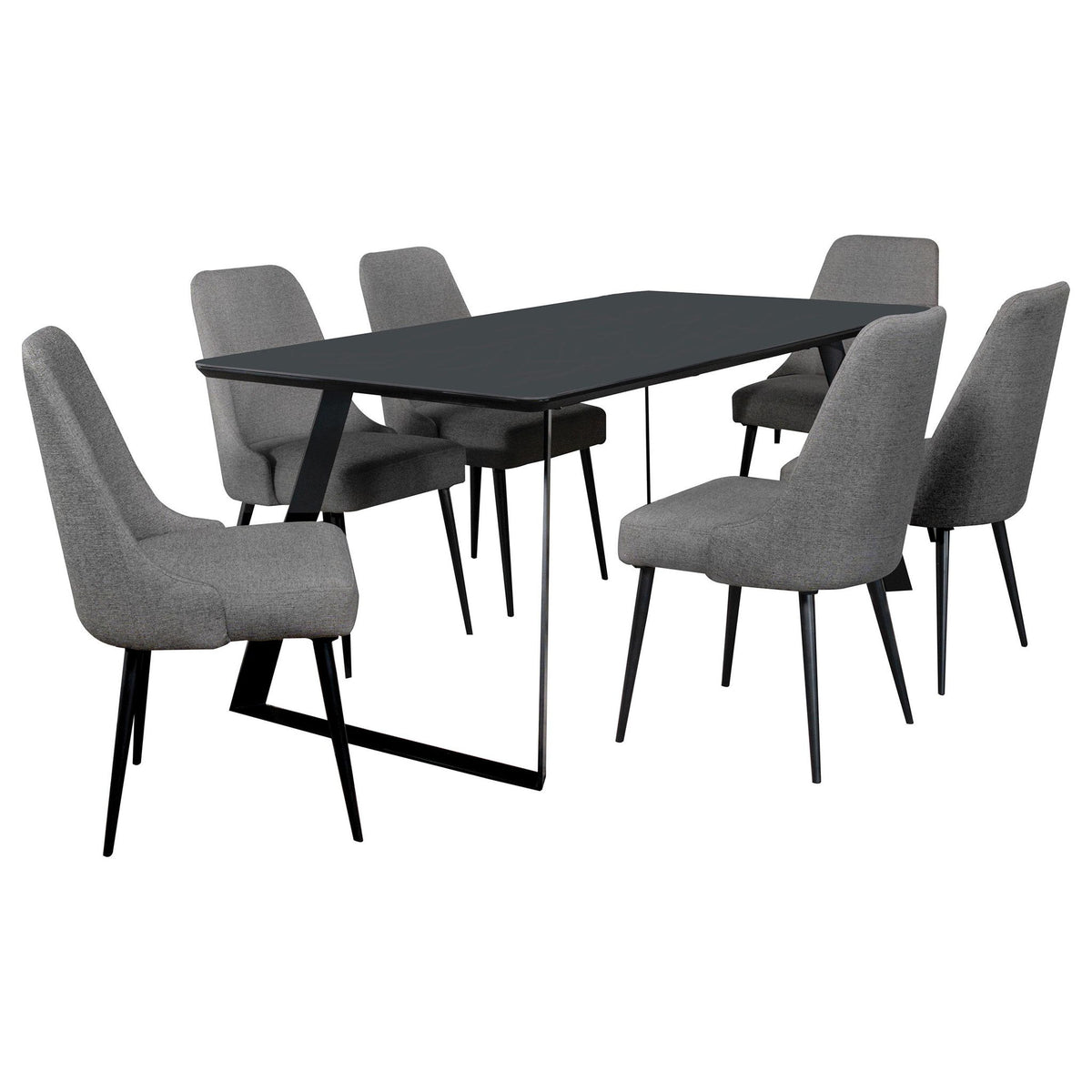 Smith 7-piece Rectangular Ceramic Top Dining Table Set Black