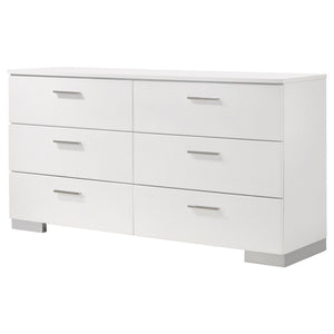 Dulcey - 6 Drawer Dresser With Accents, Bedroom Storage - Gloss White