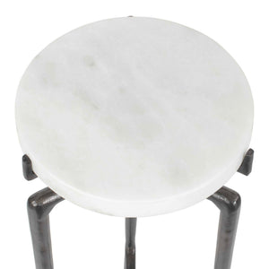 Tobias - Marble Slab Drink Table - Bronze / White