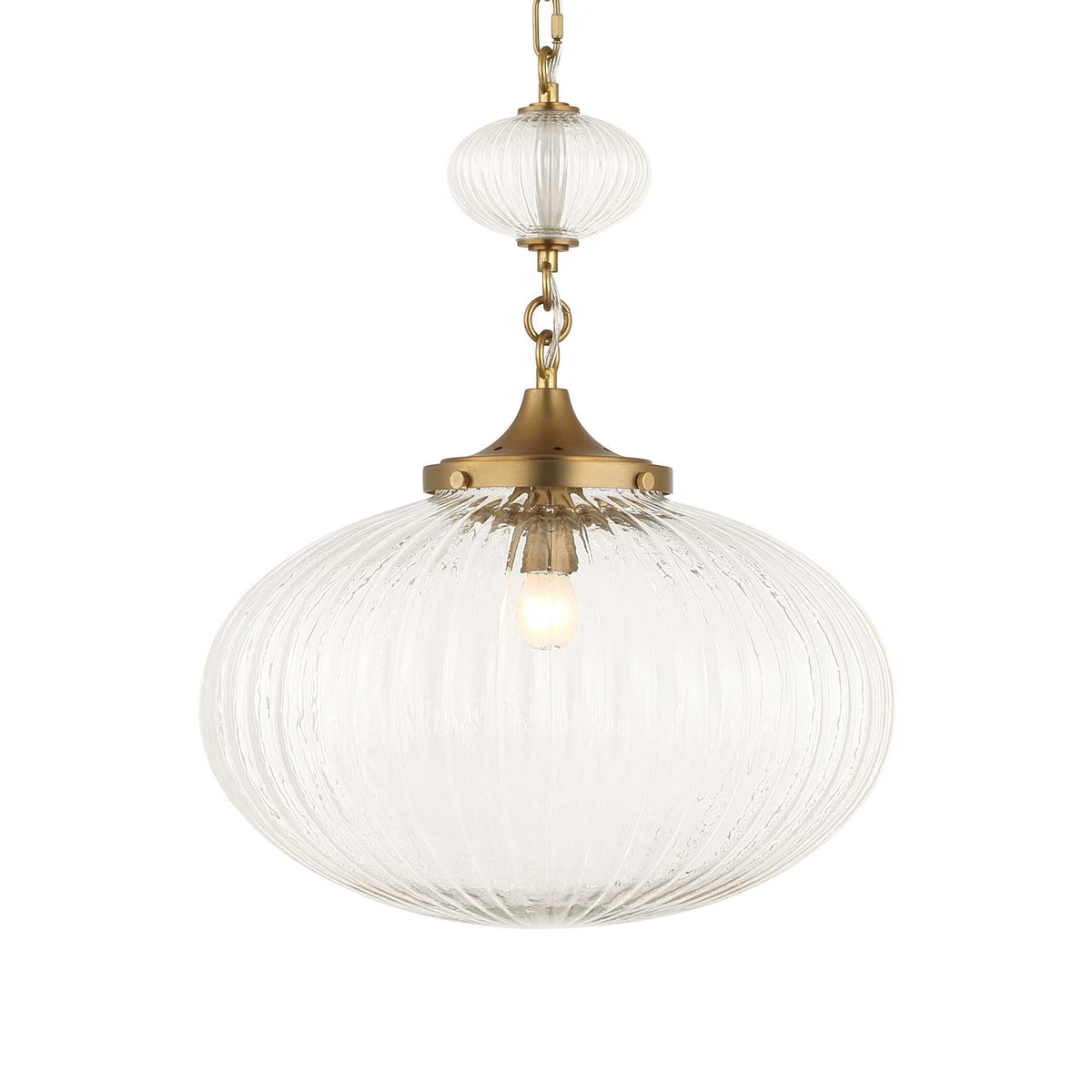 Uttermost Bellaire 1-light pendant with glass shade in gold, showcasing elegant pendant lighting design.