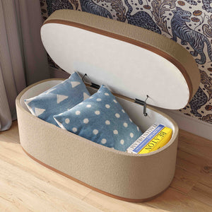 Olivier - Boucle Oval Storage Ottoman - R&R Furniture Gallery (Fountain Valley, CA)