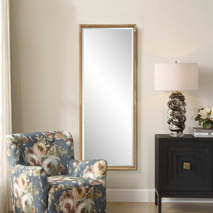 Kampar - Full Length Rattan Tall Mirror - Gold / Woodtone