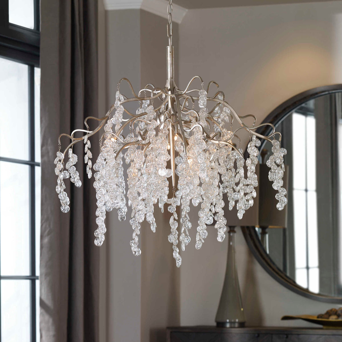 Boreas - 7 Light Chandelier - Silver / White