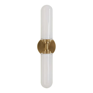 Wellsville - 2 Light Brass Sconce - White / Gold