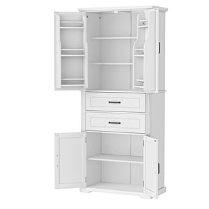 Storage Cabinet With Adjustable Shelves, 2 Drawers, Doors