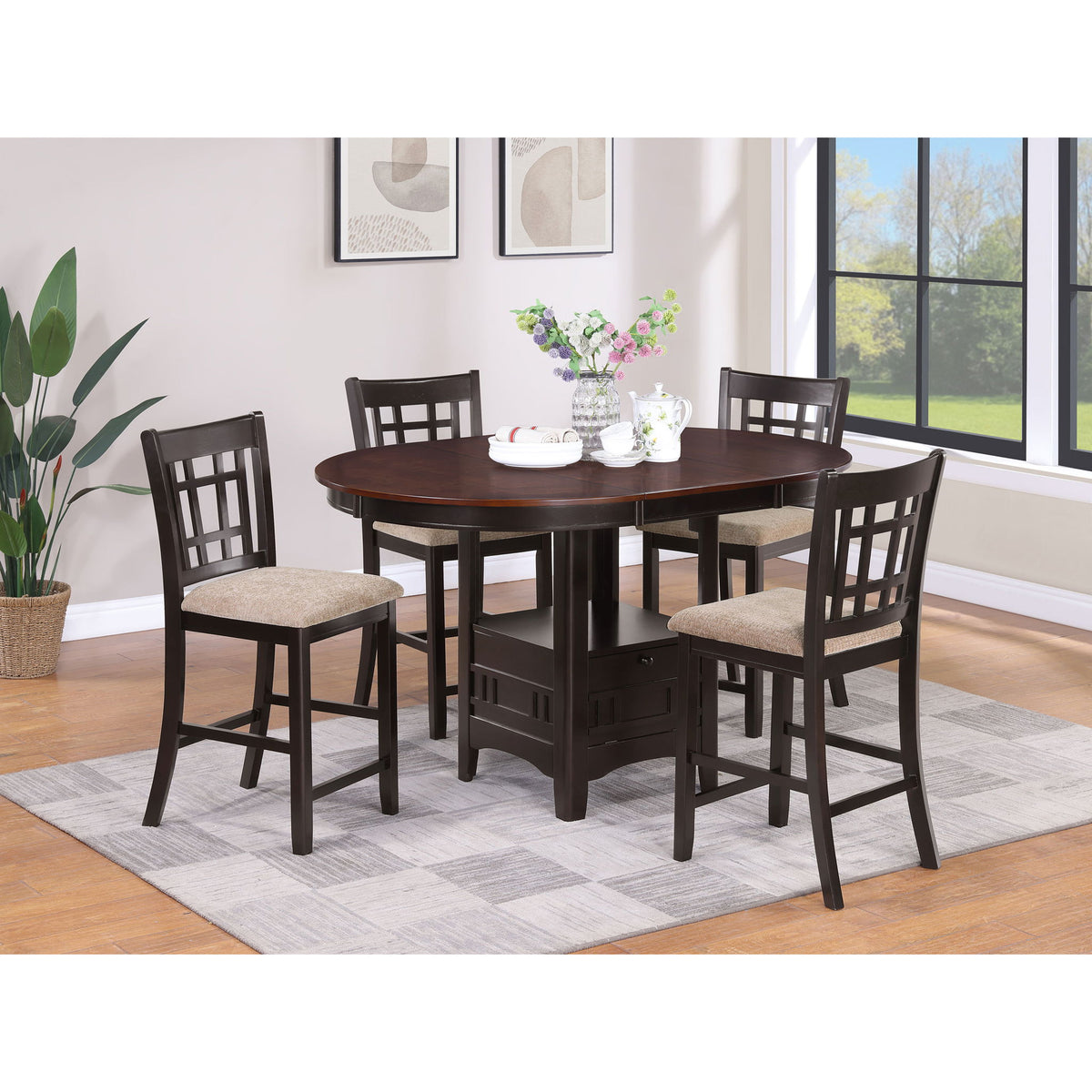 Lattice Back Counter Height Stools (Set of 2)