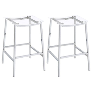 Jovani Acrylic Backless Bar Stool Chrome (Set of 2)