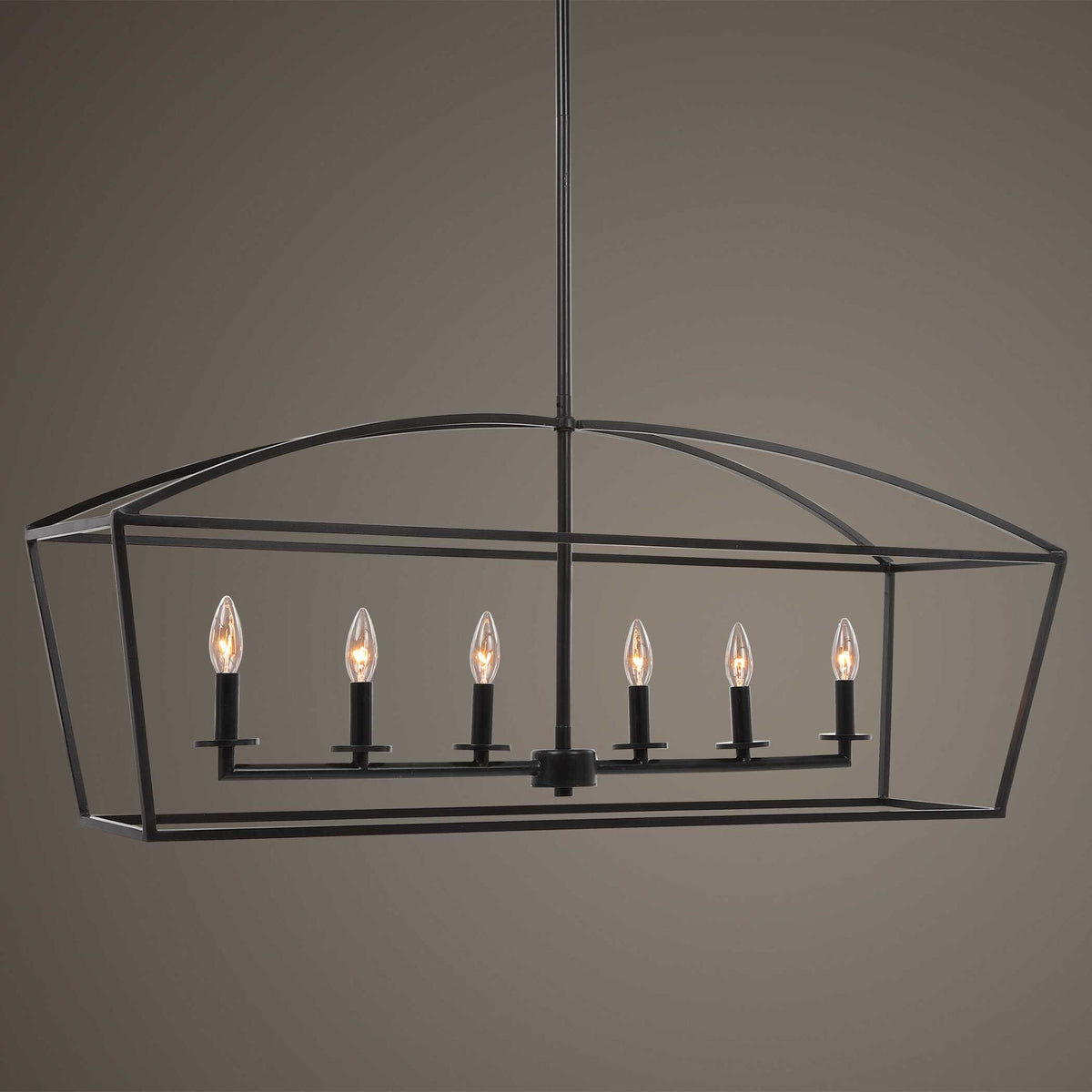 Clayton - 6 Light Linear Chandelier - Black