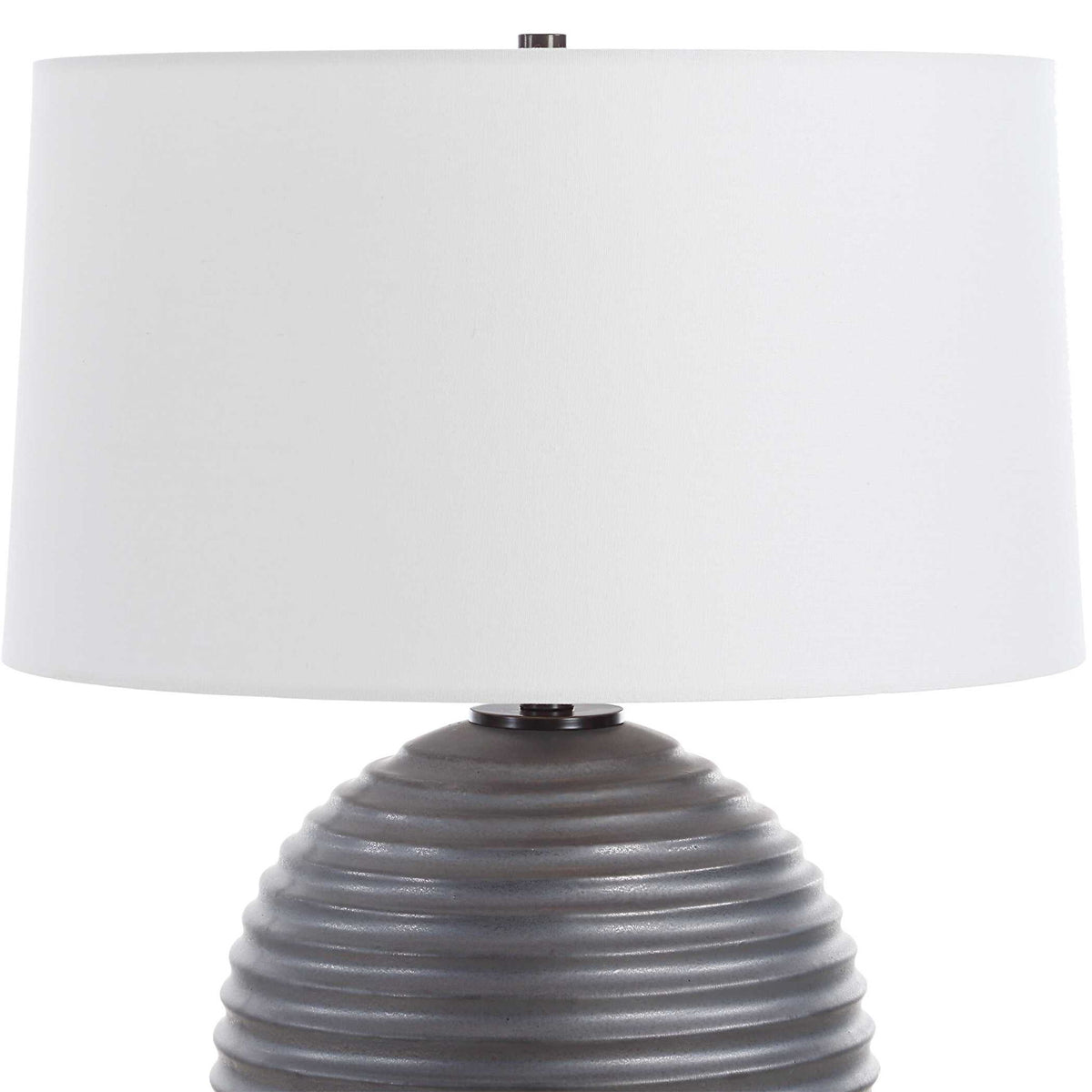 Chelsom - Ribbed Table Lamp - Gray