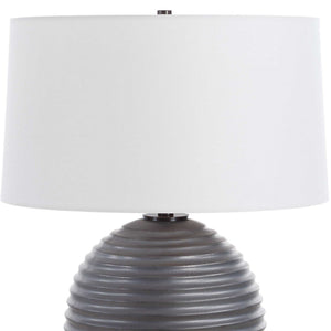 Chelsom - Ribbed Table Lamp - Gray